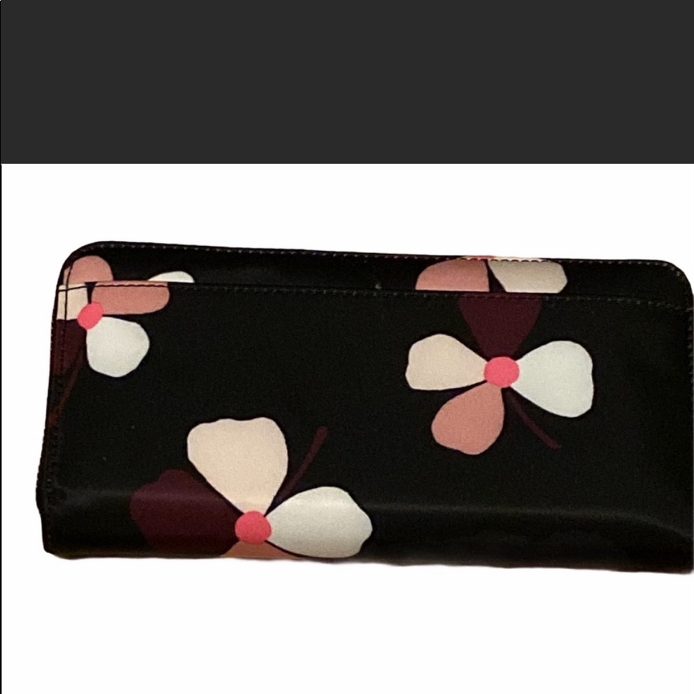 Kate Spade Full Size Designer Black Floral Wallet